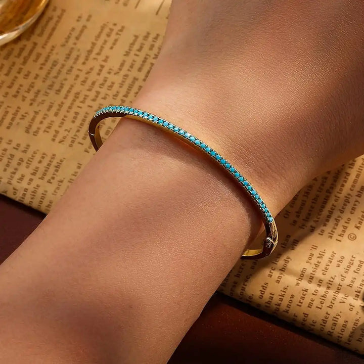 Turquoise Gemstone Bracelet with Golden Accents