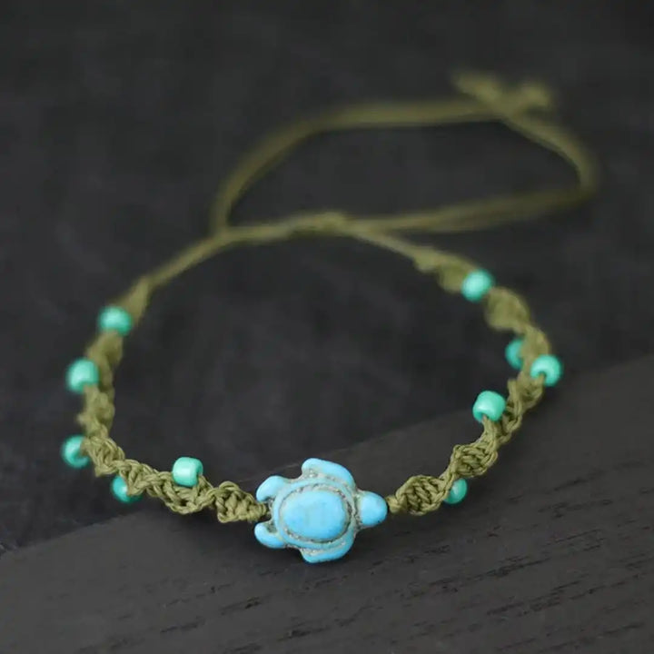 Bohemian Turtle Beaded Cord Bracelet