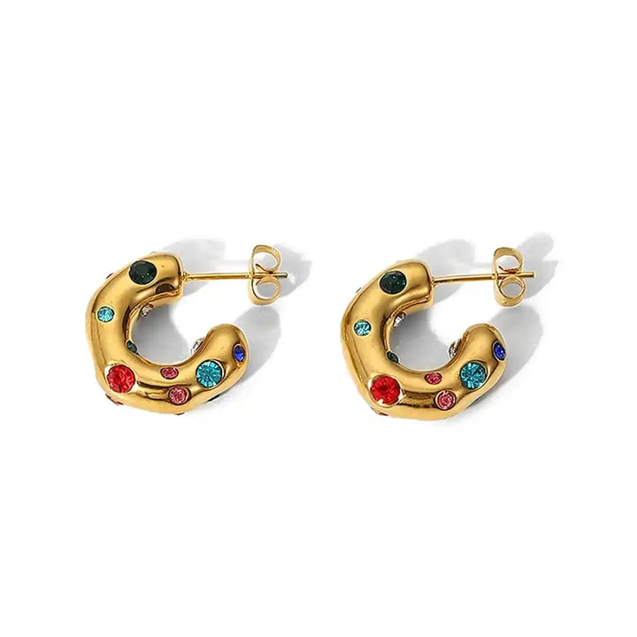 Glistening Gold Zircon Circle Hoop Earrings