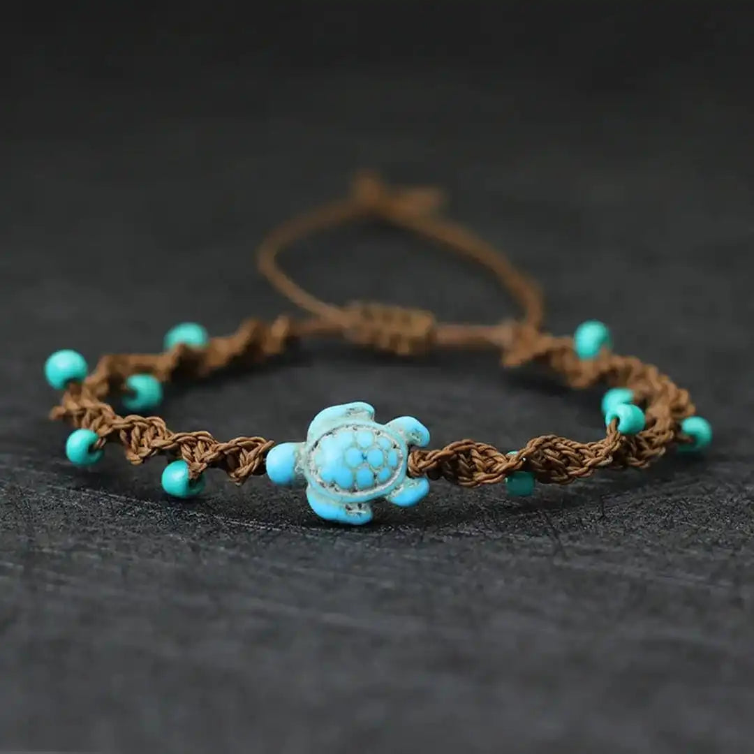 Bohemian Turtle Beaded Cord Bracelet