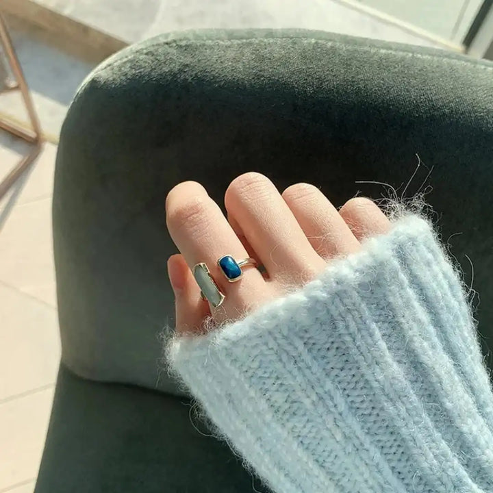 Bohemian Adjustable Ring with Blue Gemstone