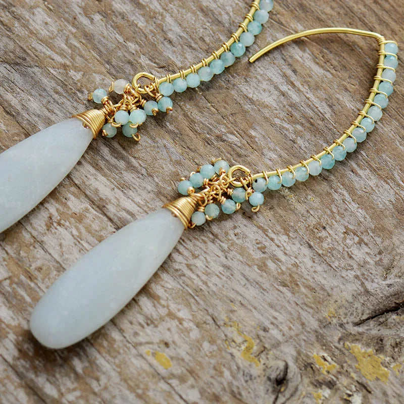 Sophisticated Amazonite and Gold Dangle Earrings