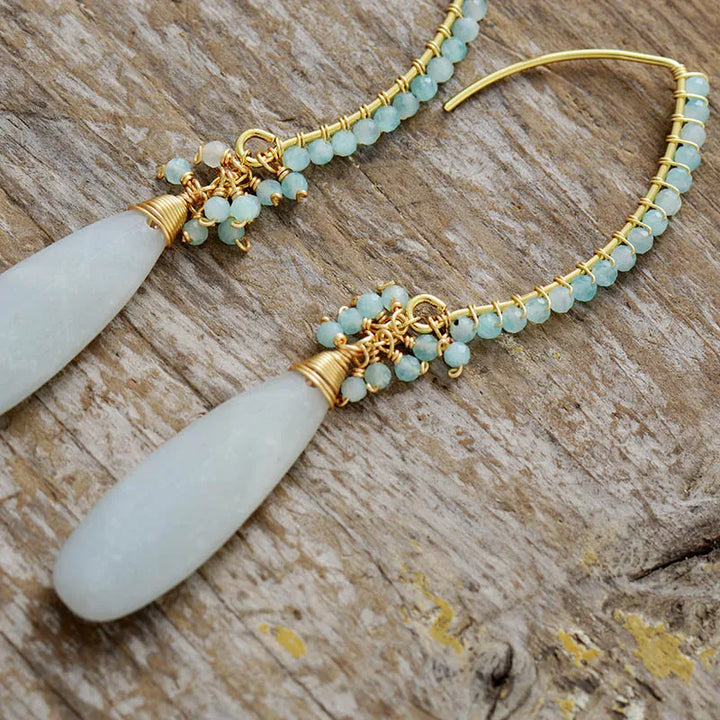 Sophisticated Amazonite and Gold Dangle Earrings