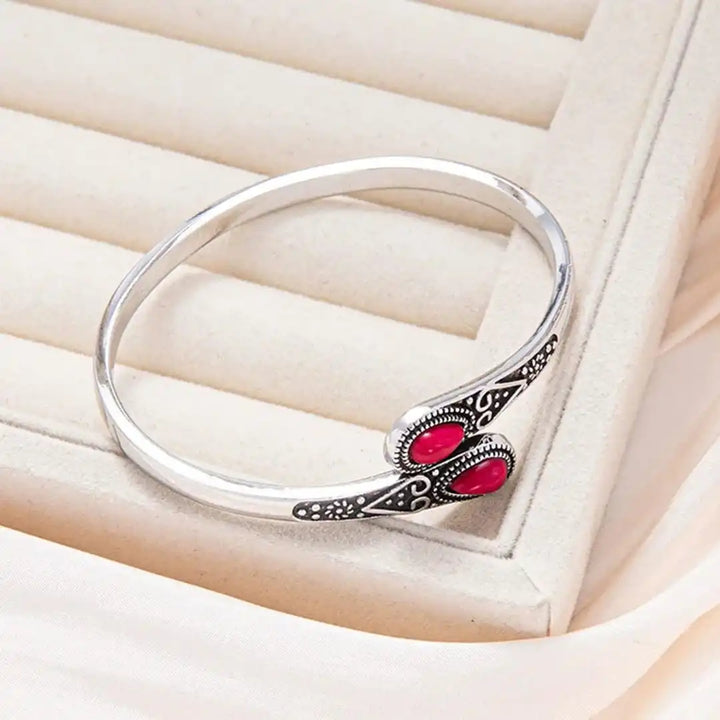 Retro Bracelet Featuring Vibrant Gemstones and Tribal Motifs