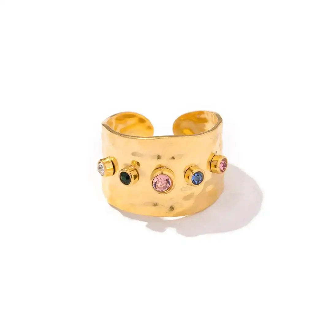 Antique Gold Cubic Zirconia Band Ring