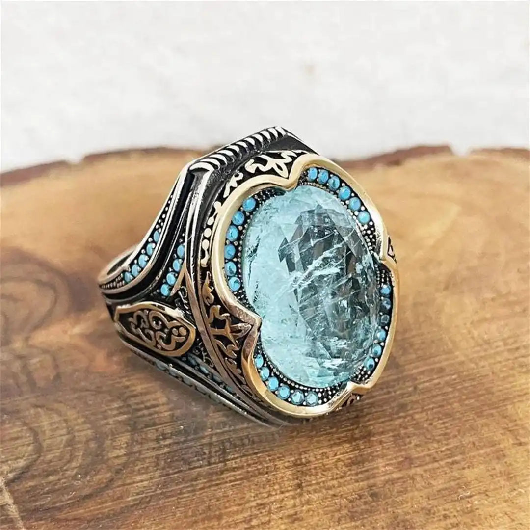 Vintage Silver Blue Zircon Ring