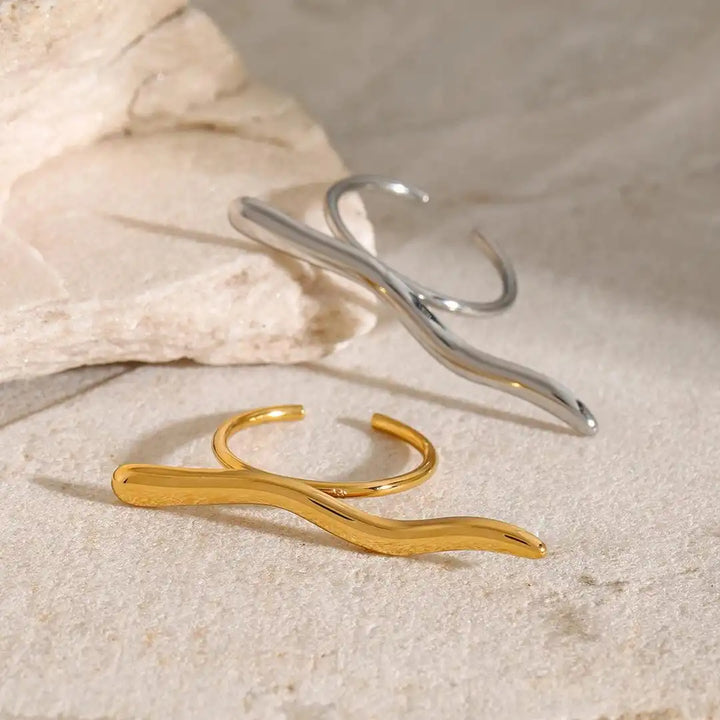 Sleek Golden Branch Ring
