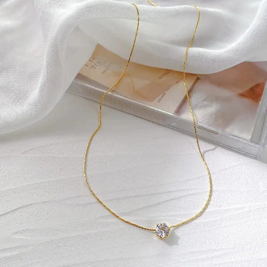 Delicate Solitaire Pendant Necklace