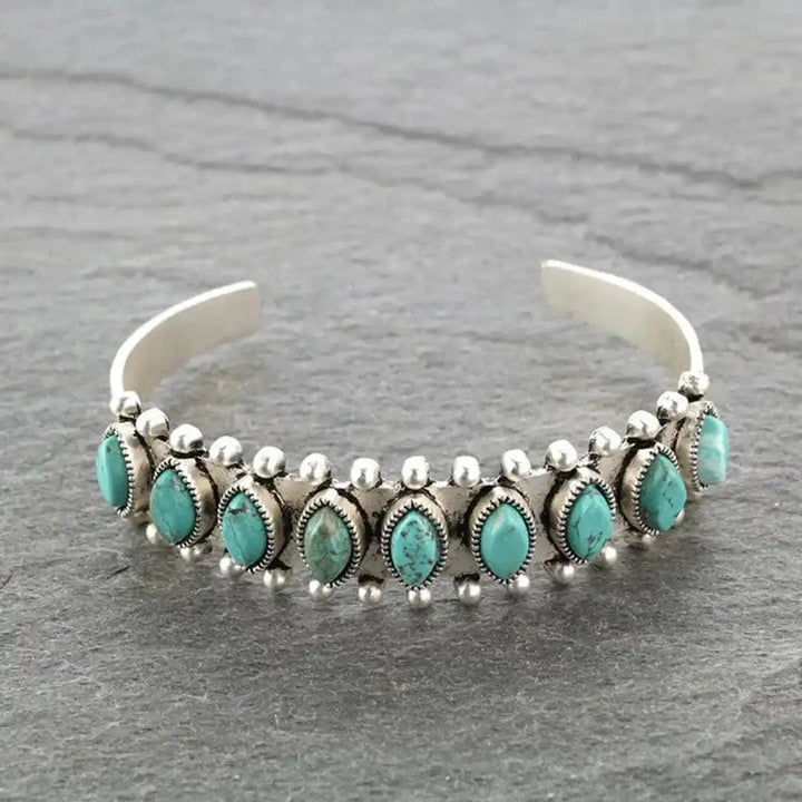 Antique Tibetan Silver Gemstone Bracelet