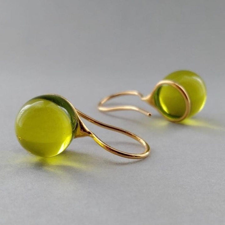 Retro Olive Teardrop Crystal Earrings