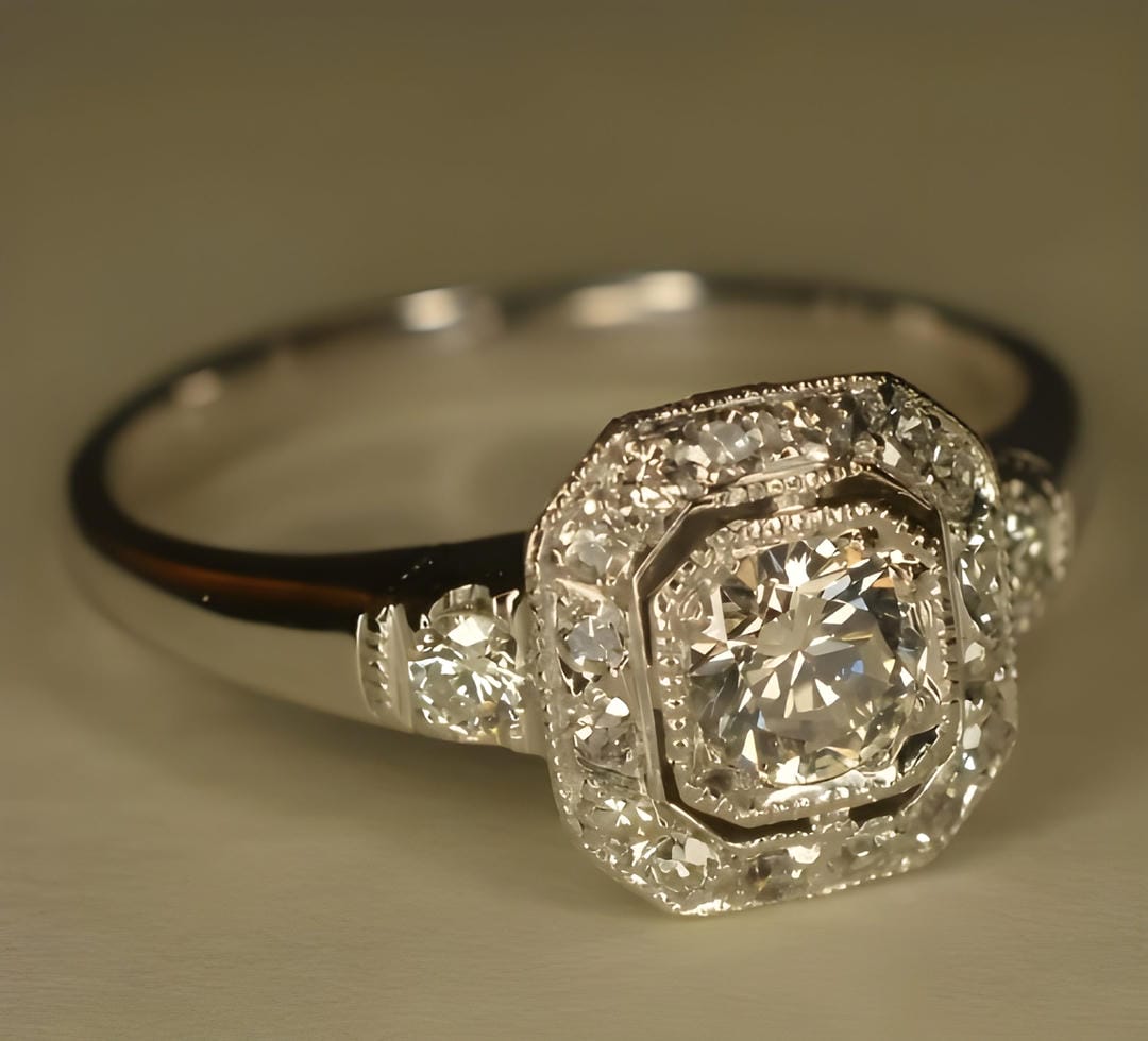 Vintage Silver Ring with Crystal Accent