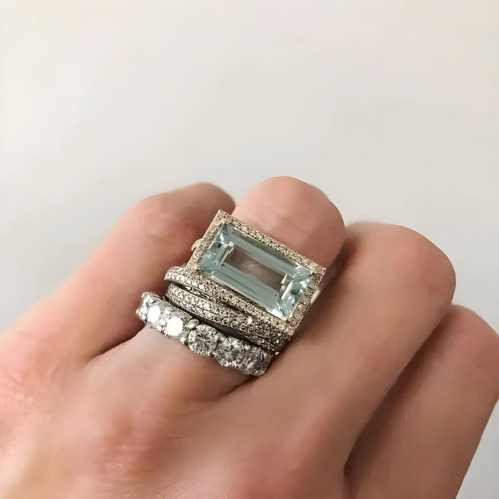 Antique Silver Turquoise Glass Ring Collection