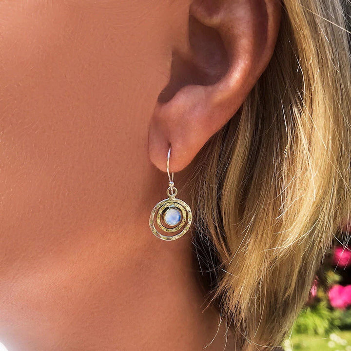 Lunar-Inspired Oval Drop Earrings