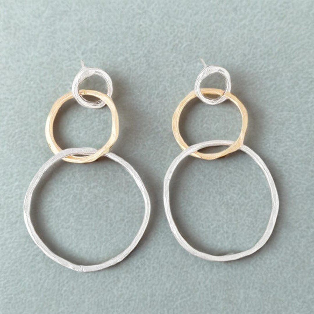Retro Gold and Silver Hoop Earrings