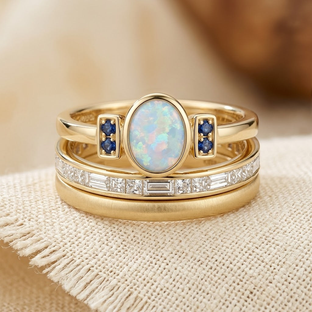 Stacked Bezel Ring Set in Gold