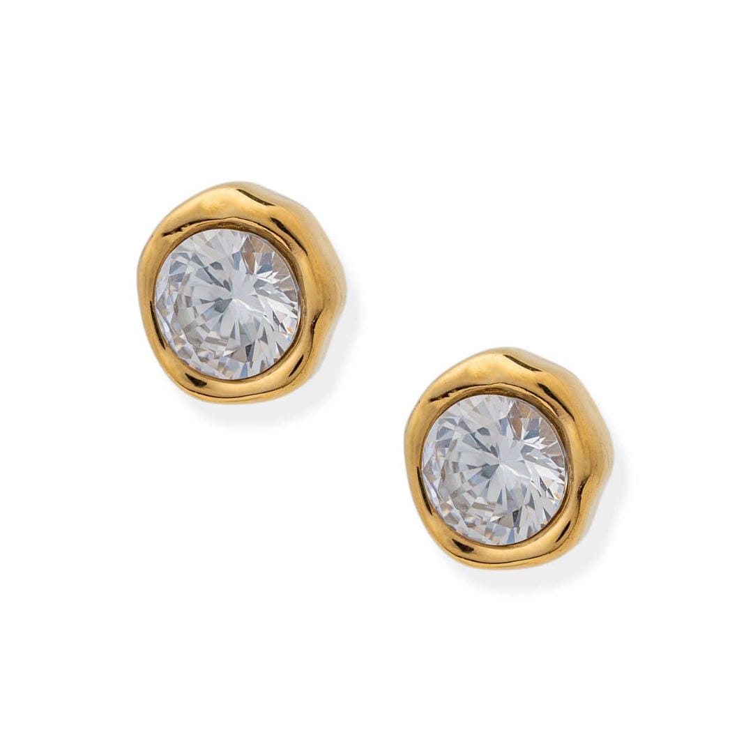 Classic Gold Round Zirconia Earrings
