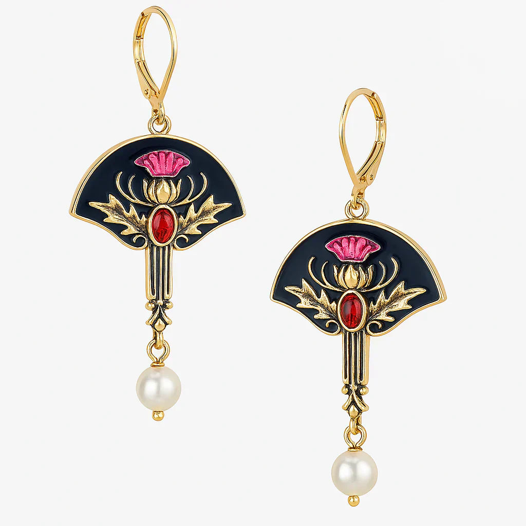 Bohemian Earrings Featuring Pearls and Red Gemstones