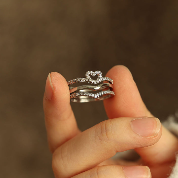 Radiant Heart Wishbone Stacking Rings