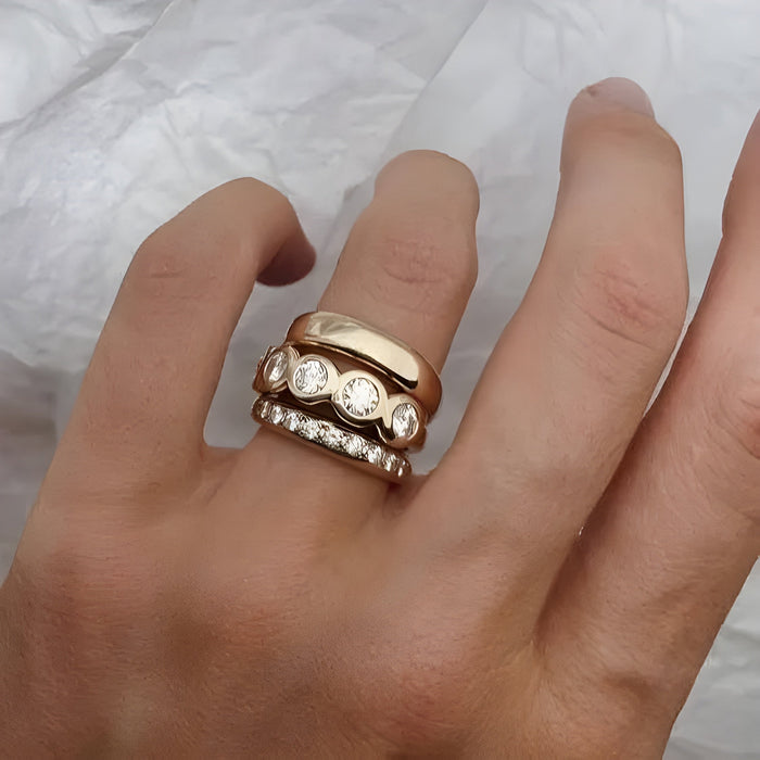 Collection of forged radiant gold bands