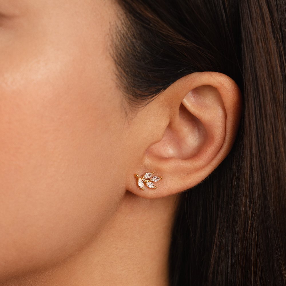 Elegant Crystal Leaf Earrings