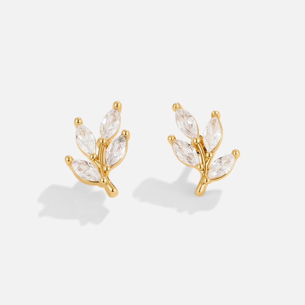 Elegant Crystal Leaf Earrings