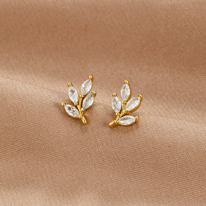 Elegant Crystal Leaf Earrings