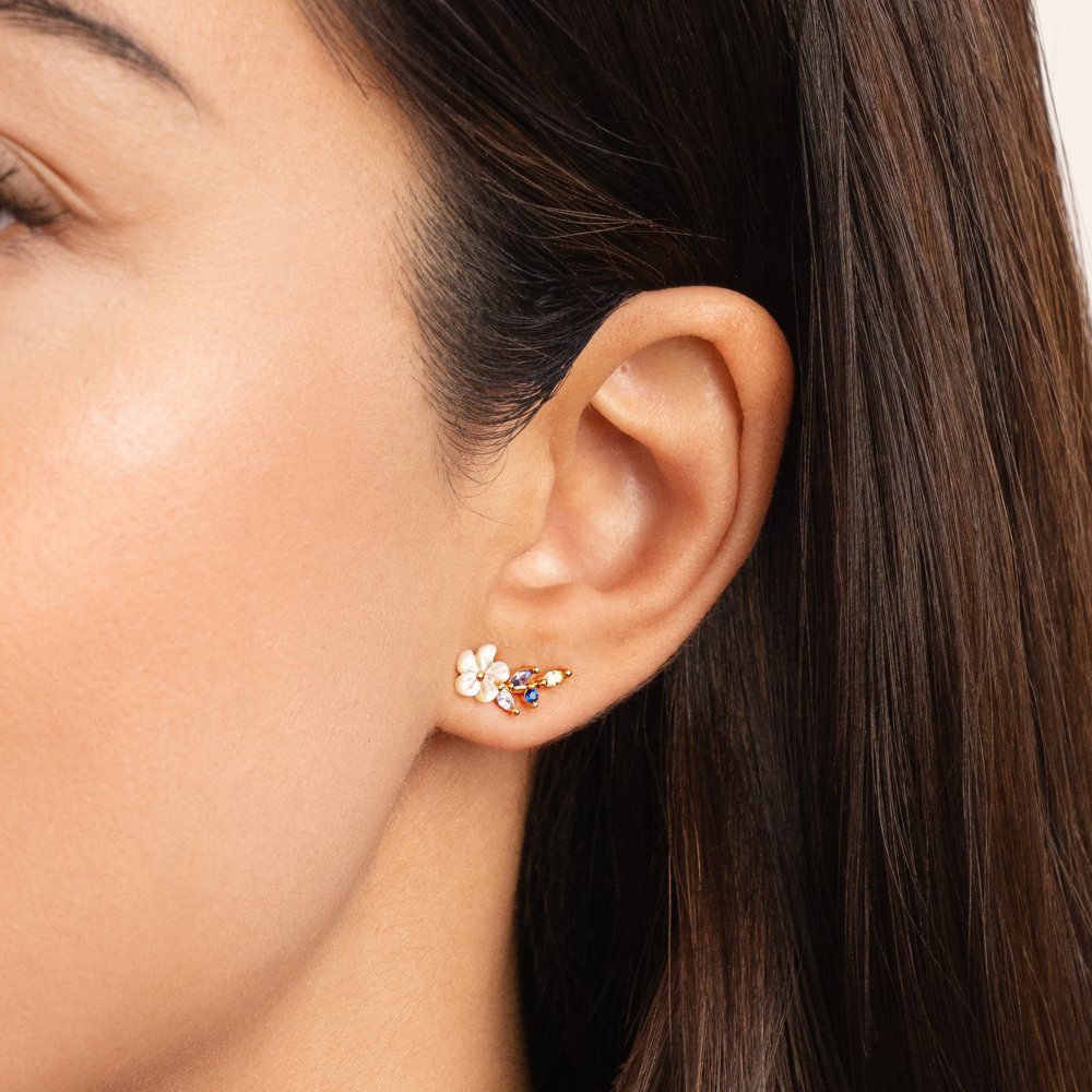 White Blossom Crystal Earrings