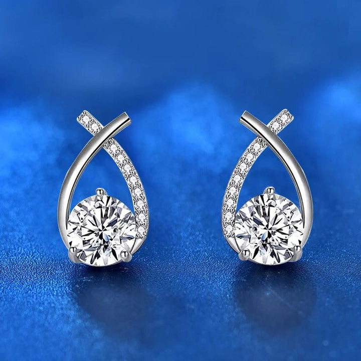 Elegant Twisted Teardrop Cubic Zirconia Stud Earrings