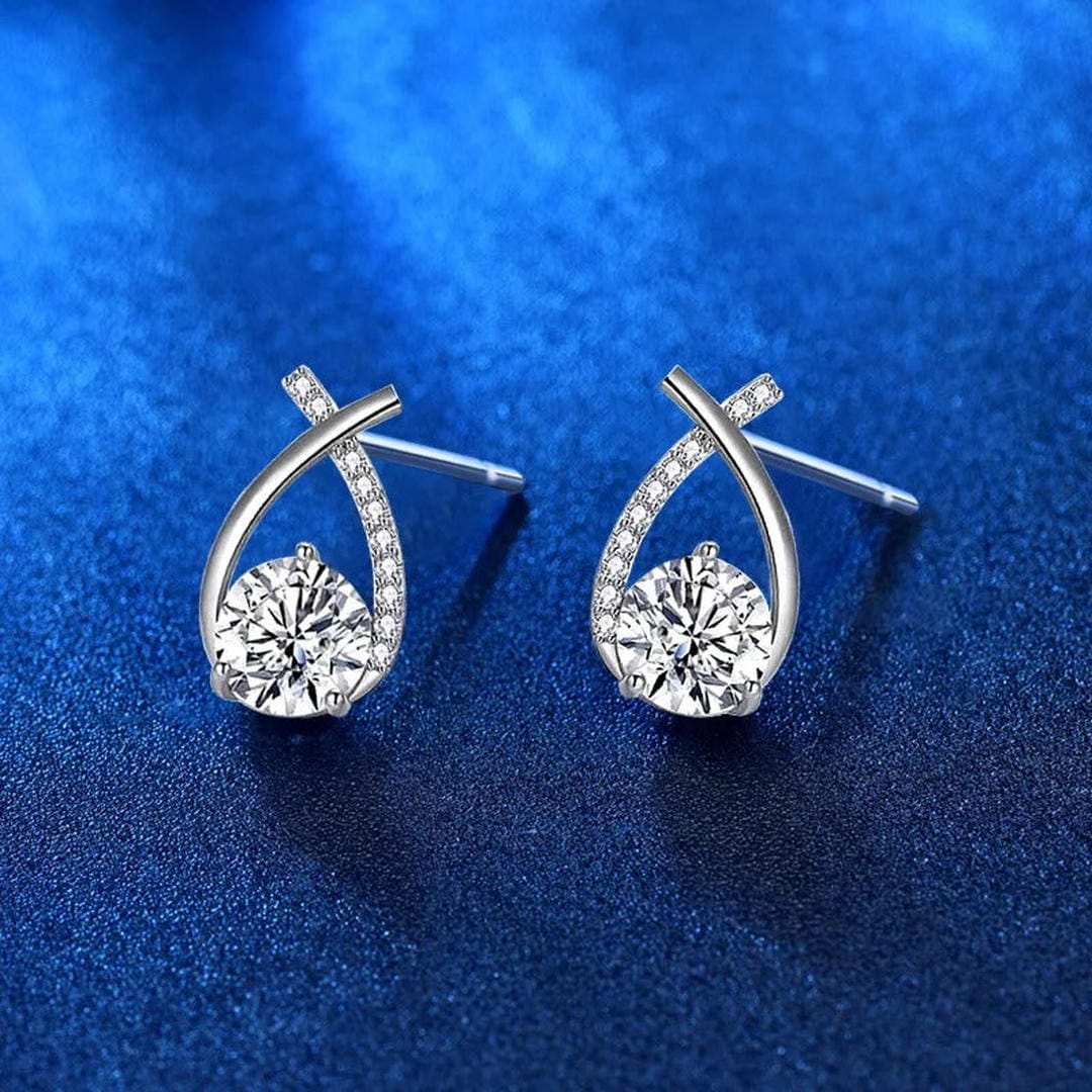 Elegant Twisted Teardrop Cubic Zirconia Stud Earrings