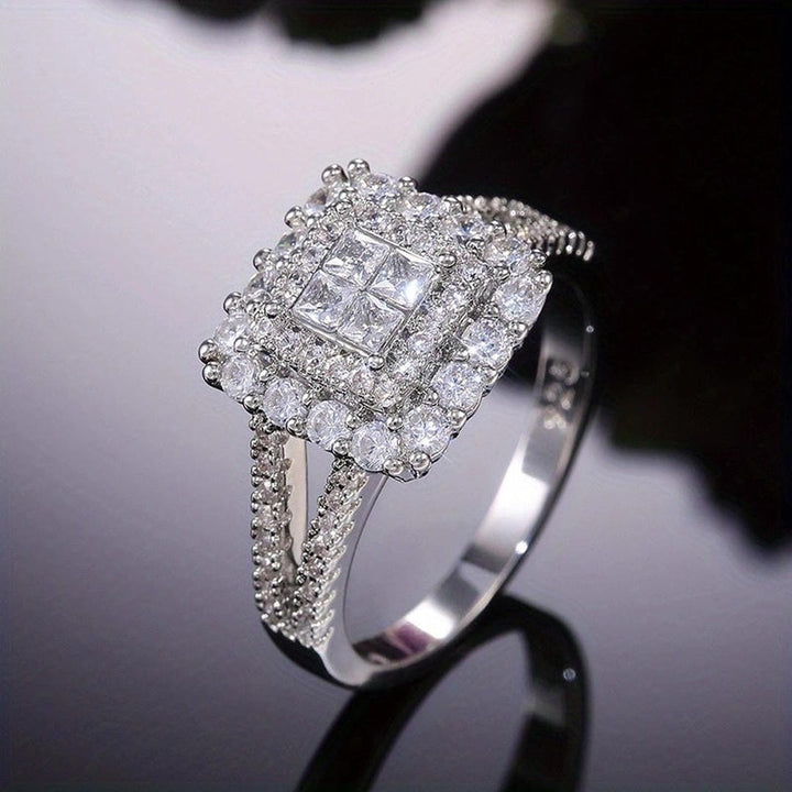 Square Cut Zirconia Bridal Ring