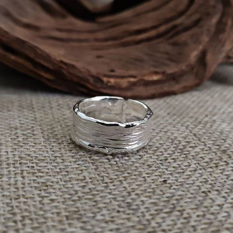 Textured Silver and Gold Hammered Ring