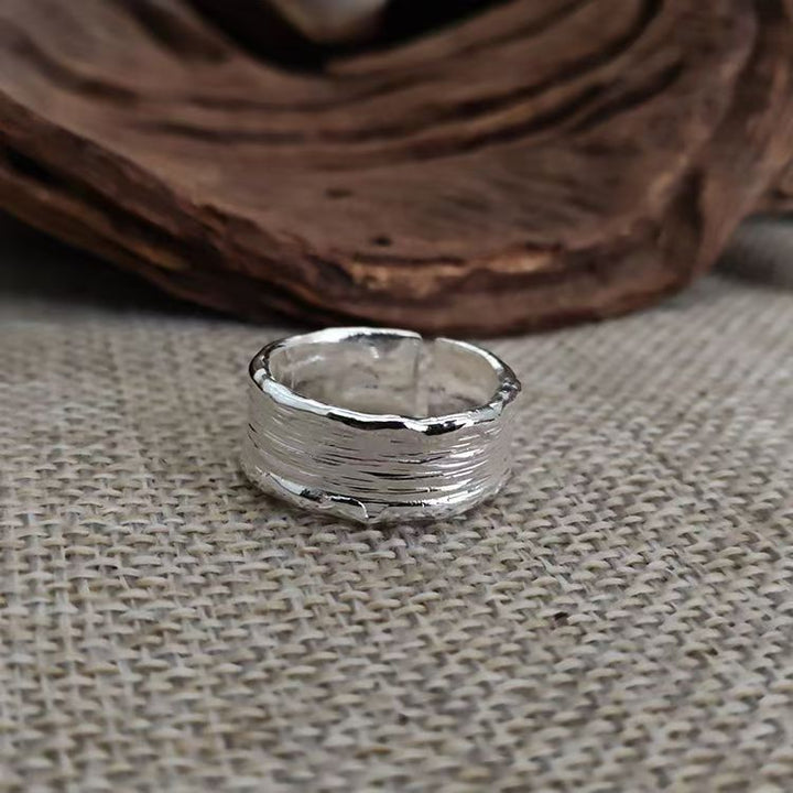 Textured Silver and Gold Hammered Ring