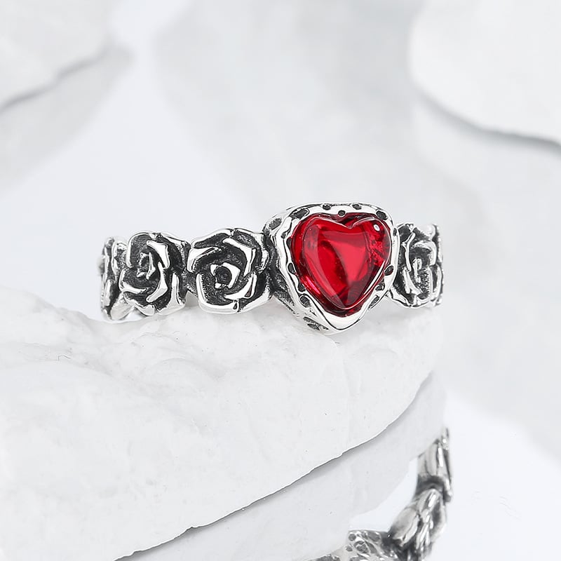 Antique Silver Rose Heart Band