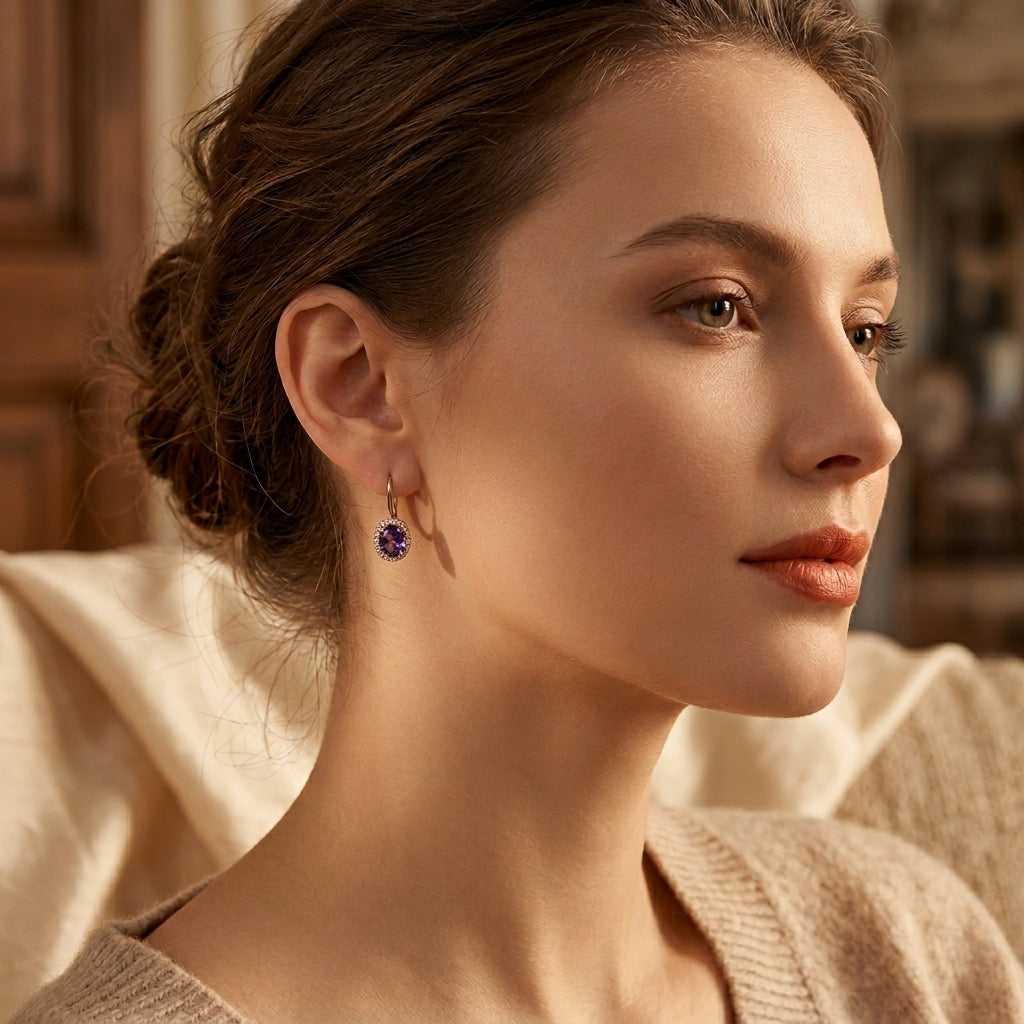 Golden Amethyst Tiara Earrings