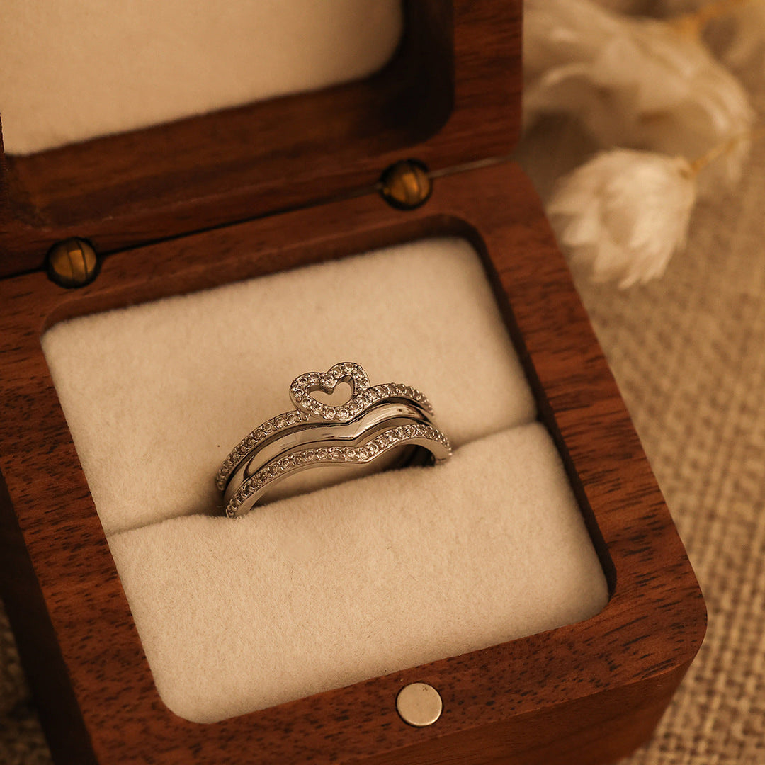 Radiant Heart Wishbone Stacking Rings
