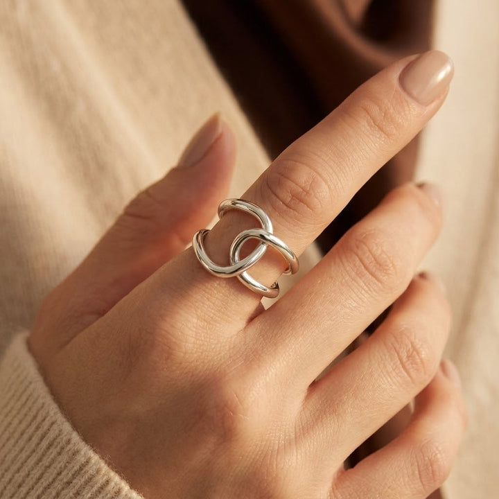 Silver Interlinked Open Ring