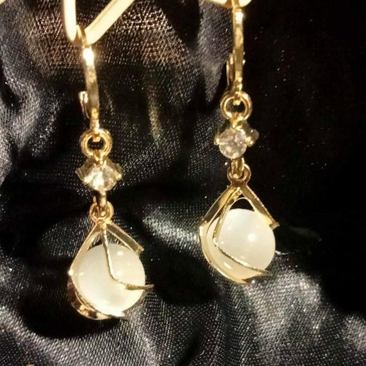 Opalescent White Dangle Earrings
