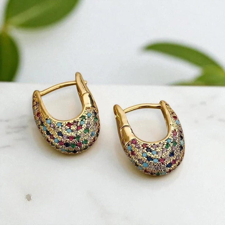 Stylish Vibrant Gemstone Inlay Earrings