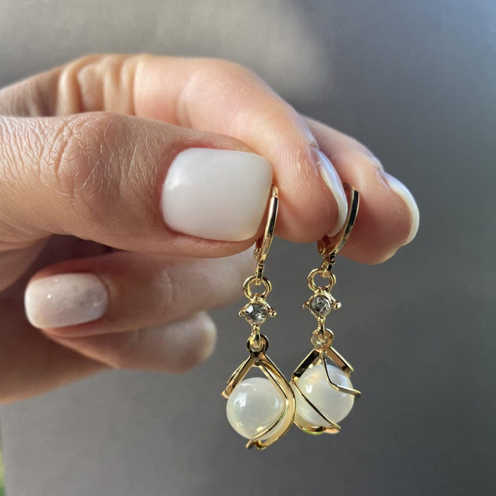 Opalescent White Dangle Earrings