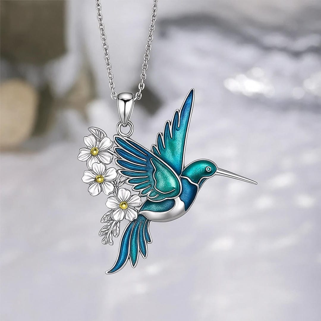Stunning Hummingbird Pendant Necklace with Coordinating Earrings