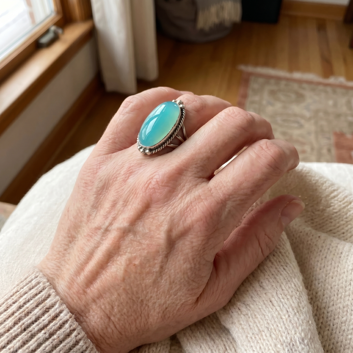Antique Sterling Silver Turquoise Statement Ring