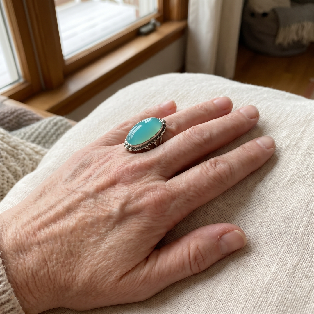Antique Sterling Silver Turquoise Bold Ring