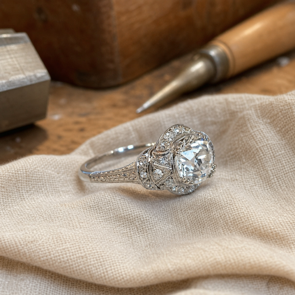 Radiant Silver Ring with Crystalline Elegance