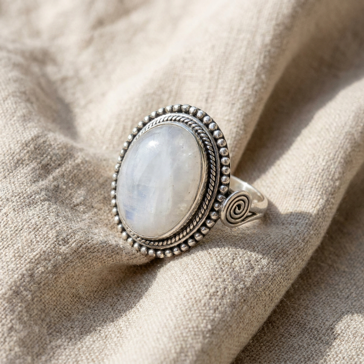 Oval White Stone Ring