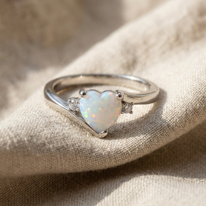 Opal Heart Shaped Ring