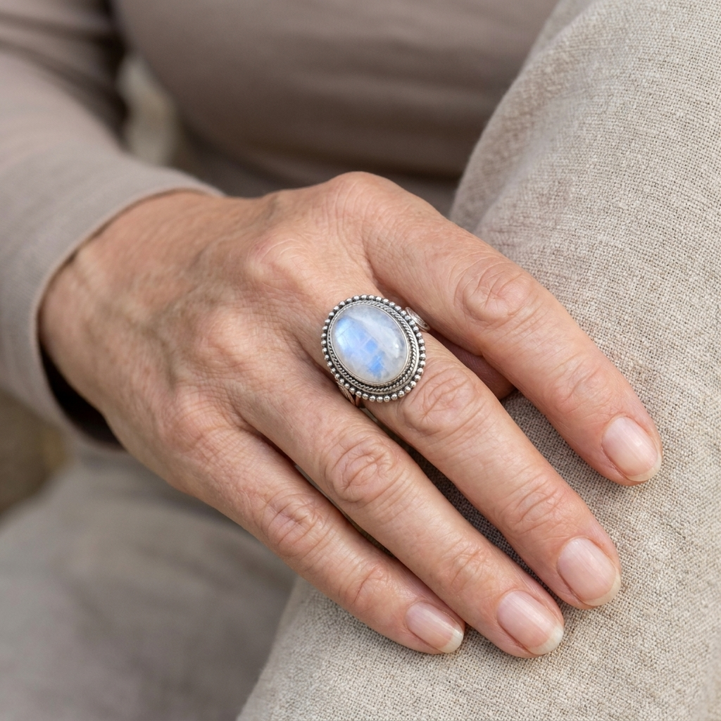 Oval White Stone Ring