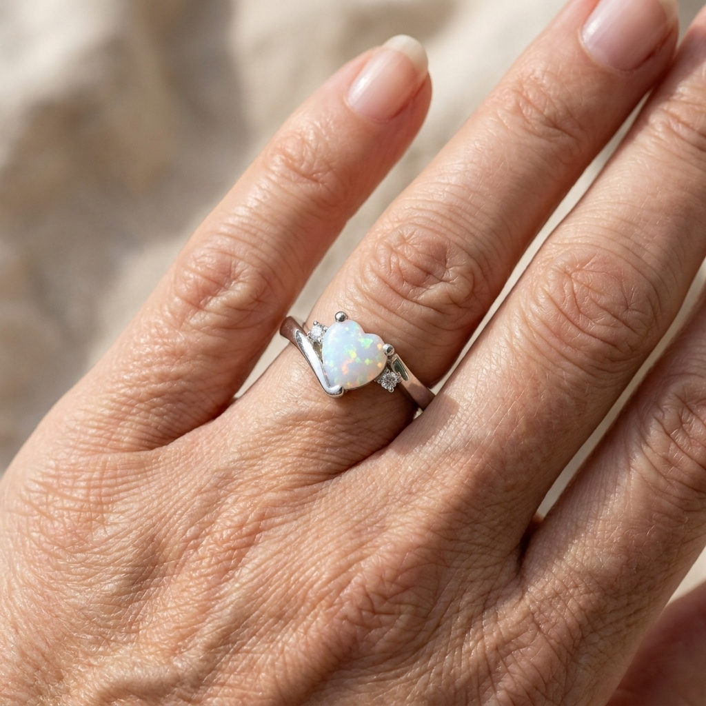Opal Heart Shaped Ring