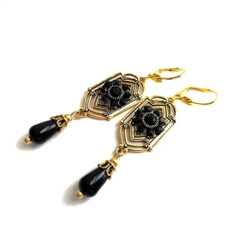 Obsidian Gemstone Dangle Earrings