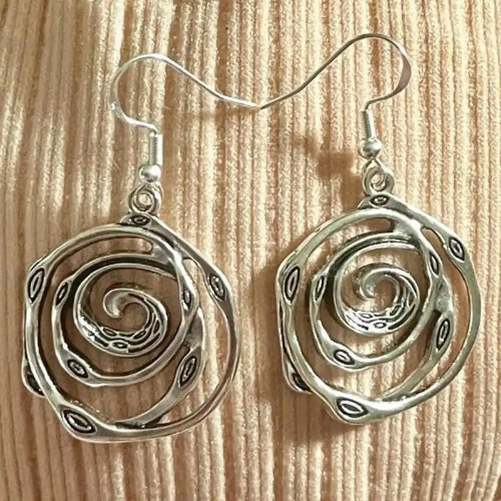 Antique Silver Labyrinth Earrings