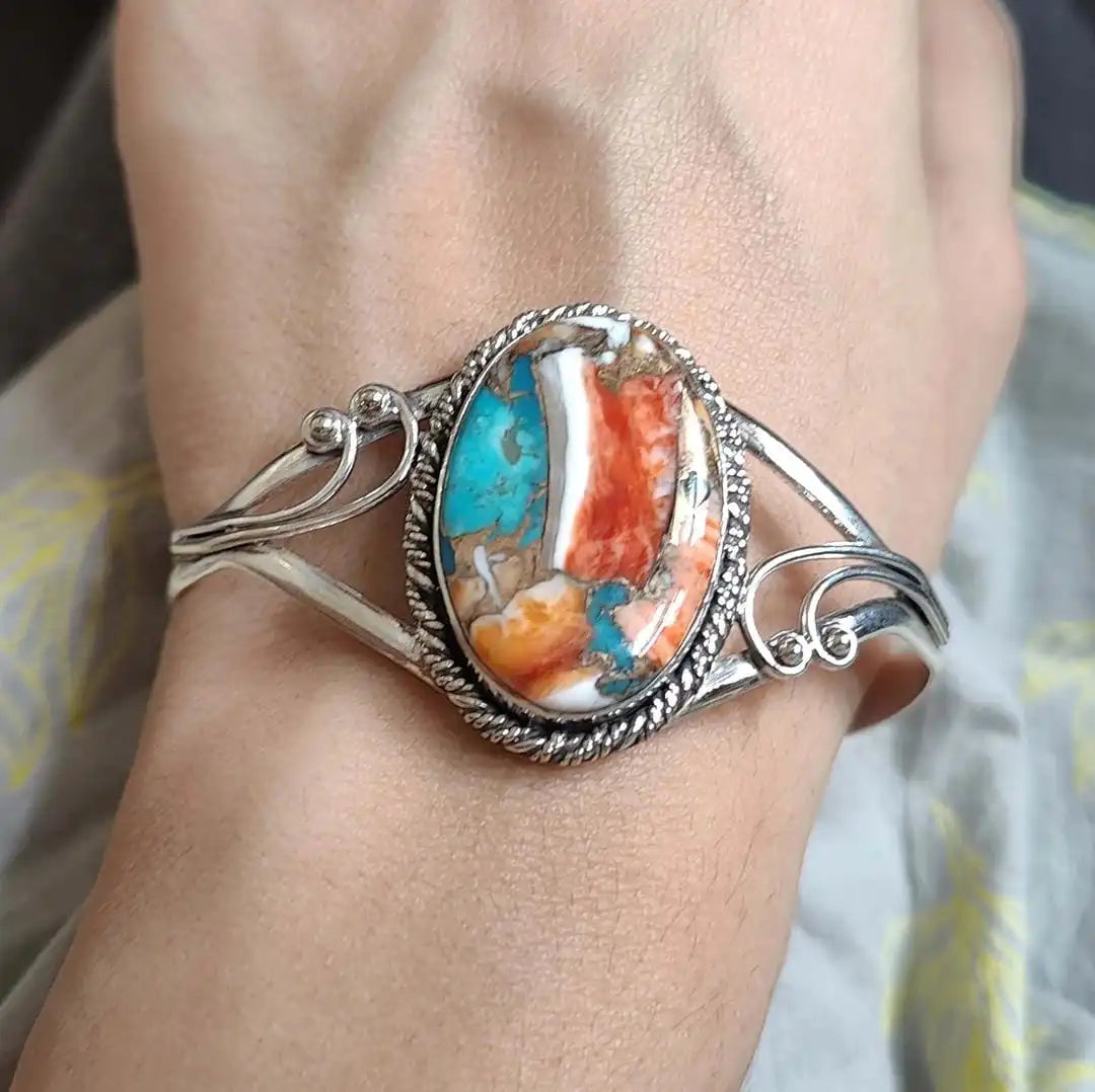 Colorful Gemstone Inlay Bracelet